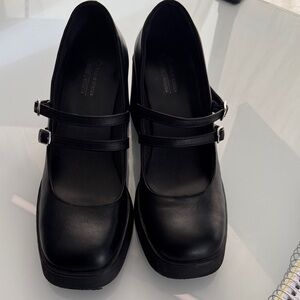 Call It Spring Black Double Strap Heels